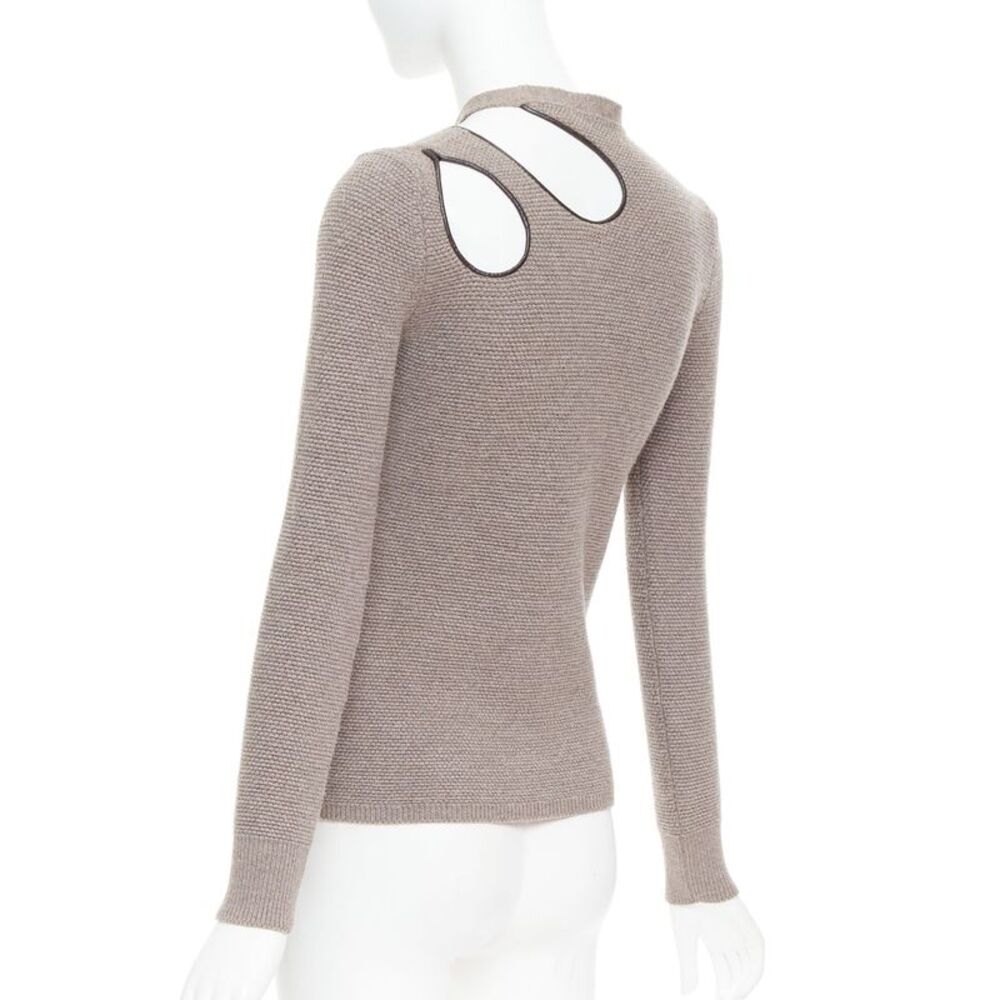 Tom Ford Taupe Wool Leather Sweater - Picture 6 of 9